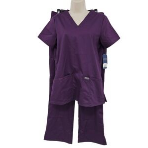 Cherokee Workwear Scrub Set Womens XS Top S Pants‎ Purple Revolution Nursing Vet